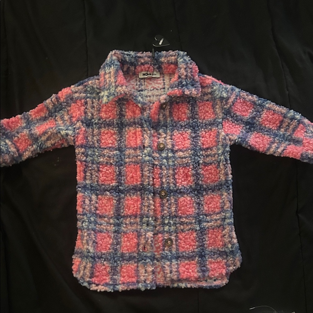 Plaid Fleece Button-Up Jacket